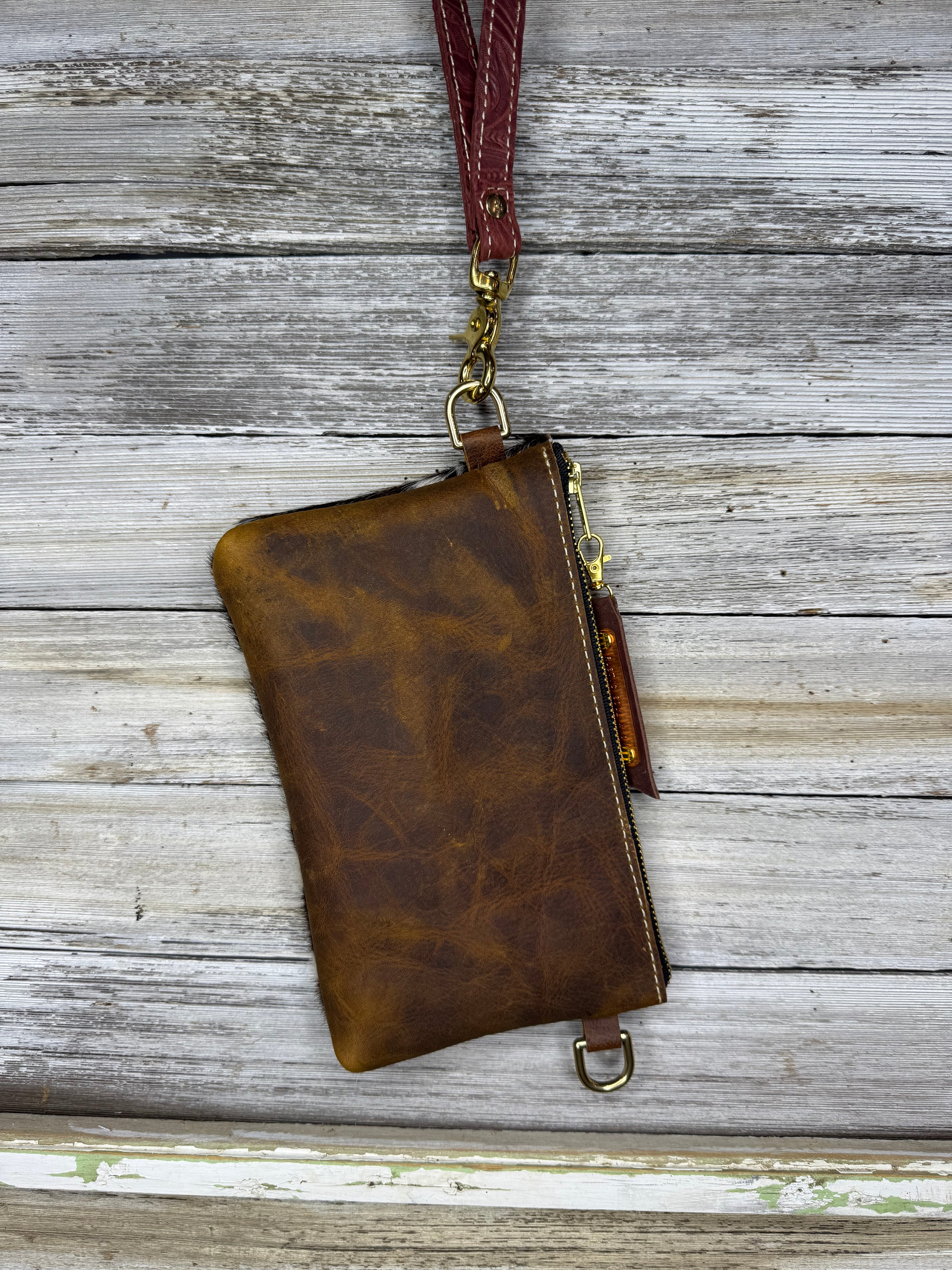 Tricolor Cowhide Jessica Wristlet