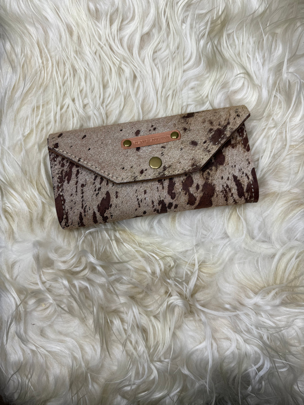 Chocolate Acid Washed Trifold Cowhide Wallet