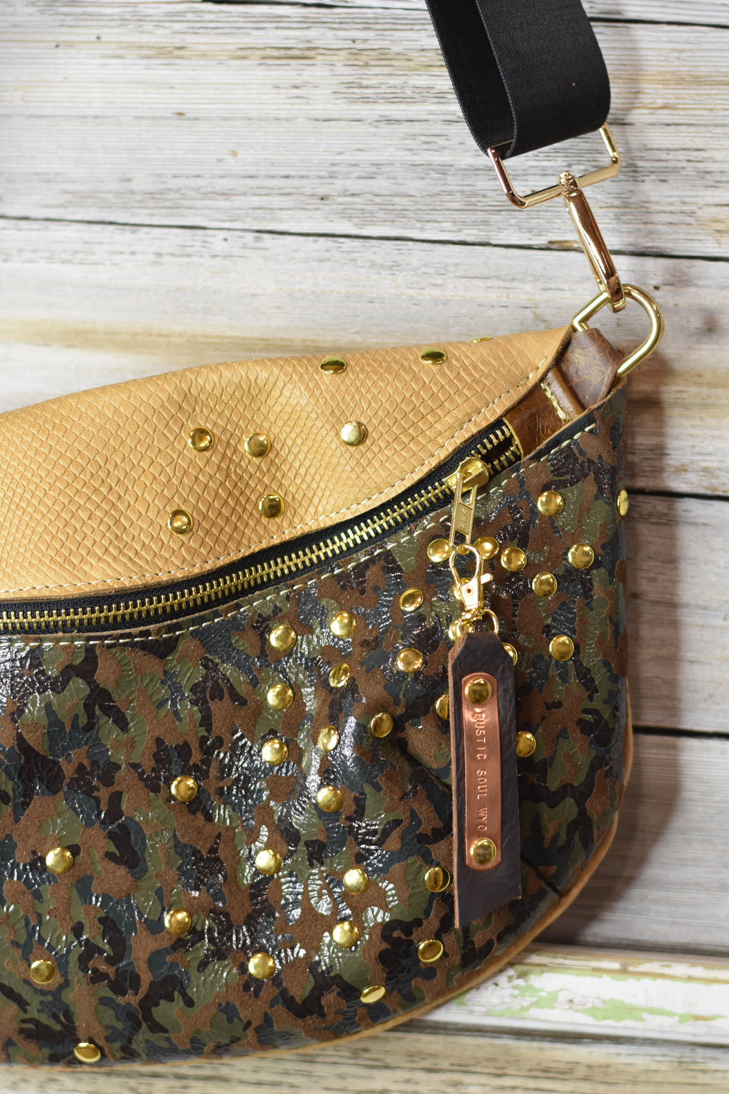 Green Camo Studded Frannie Bag