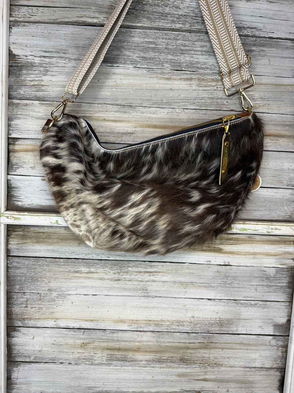 Brown and White Cowhide Kaycee Bag