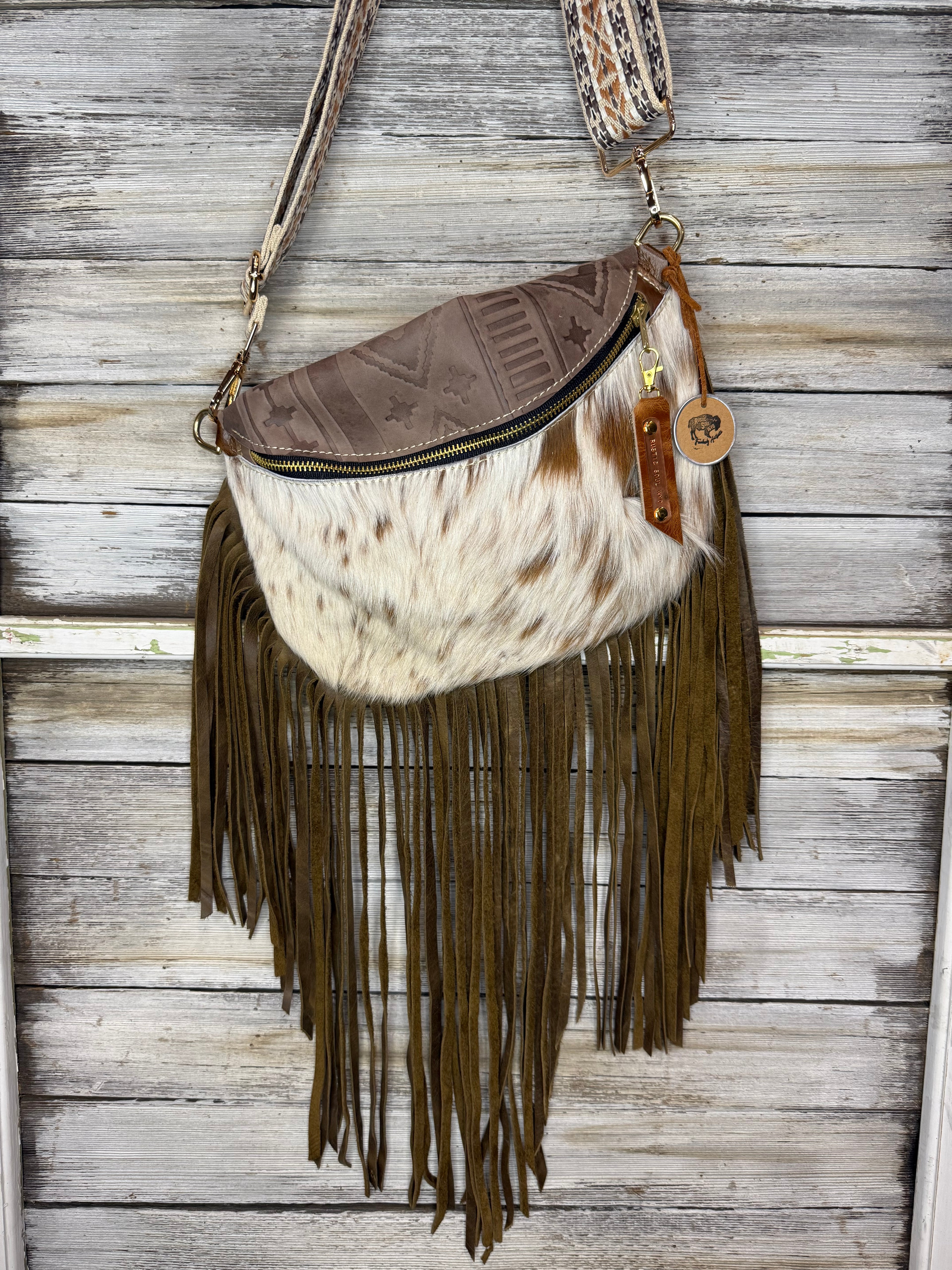 Classic Cowhide Frannie Bag with Fringe