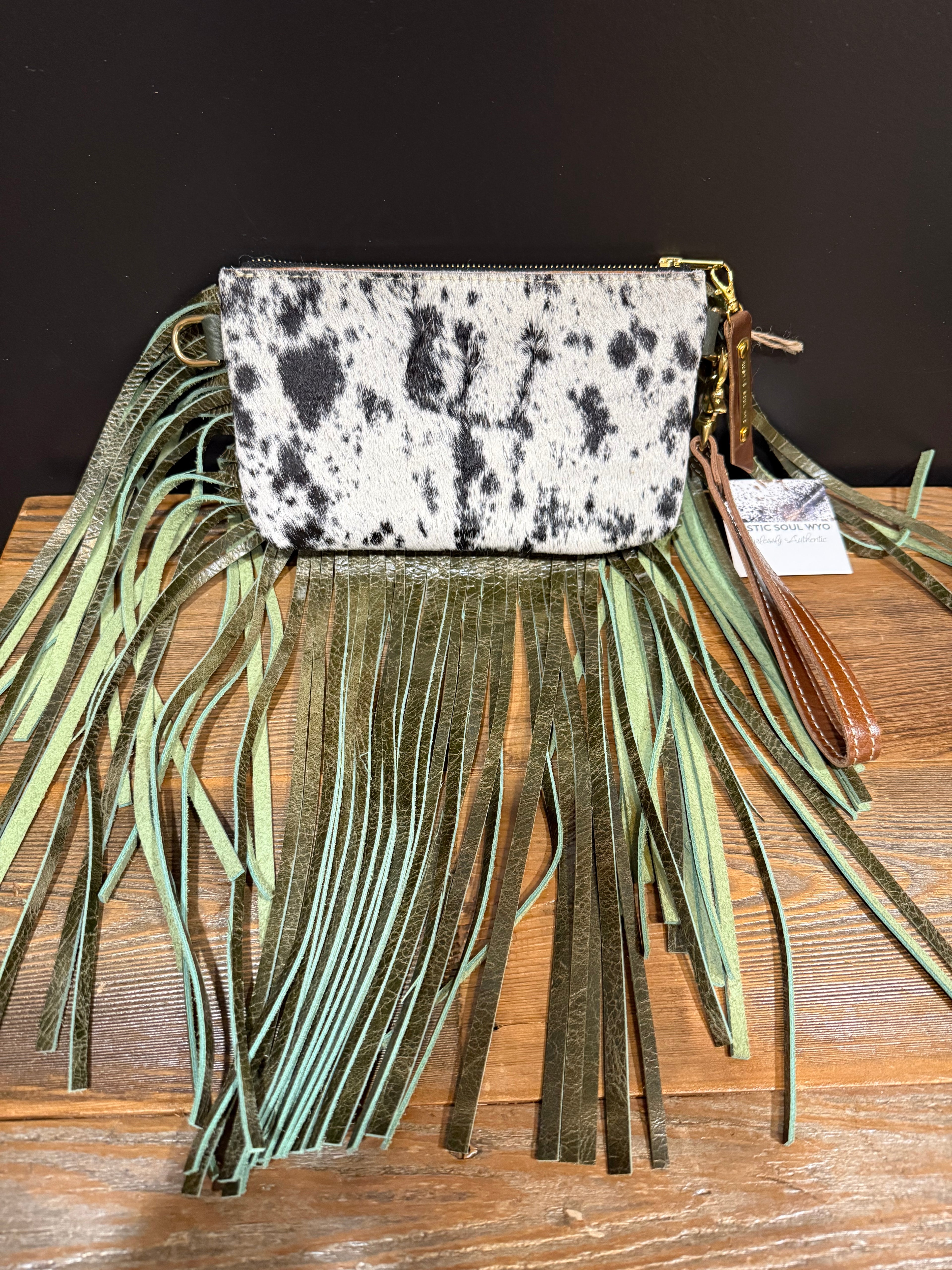 Pitchfork Brand Jesica Wristlet with Green Fringe
