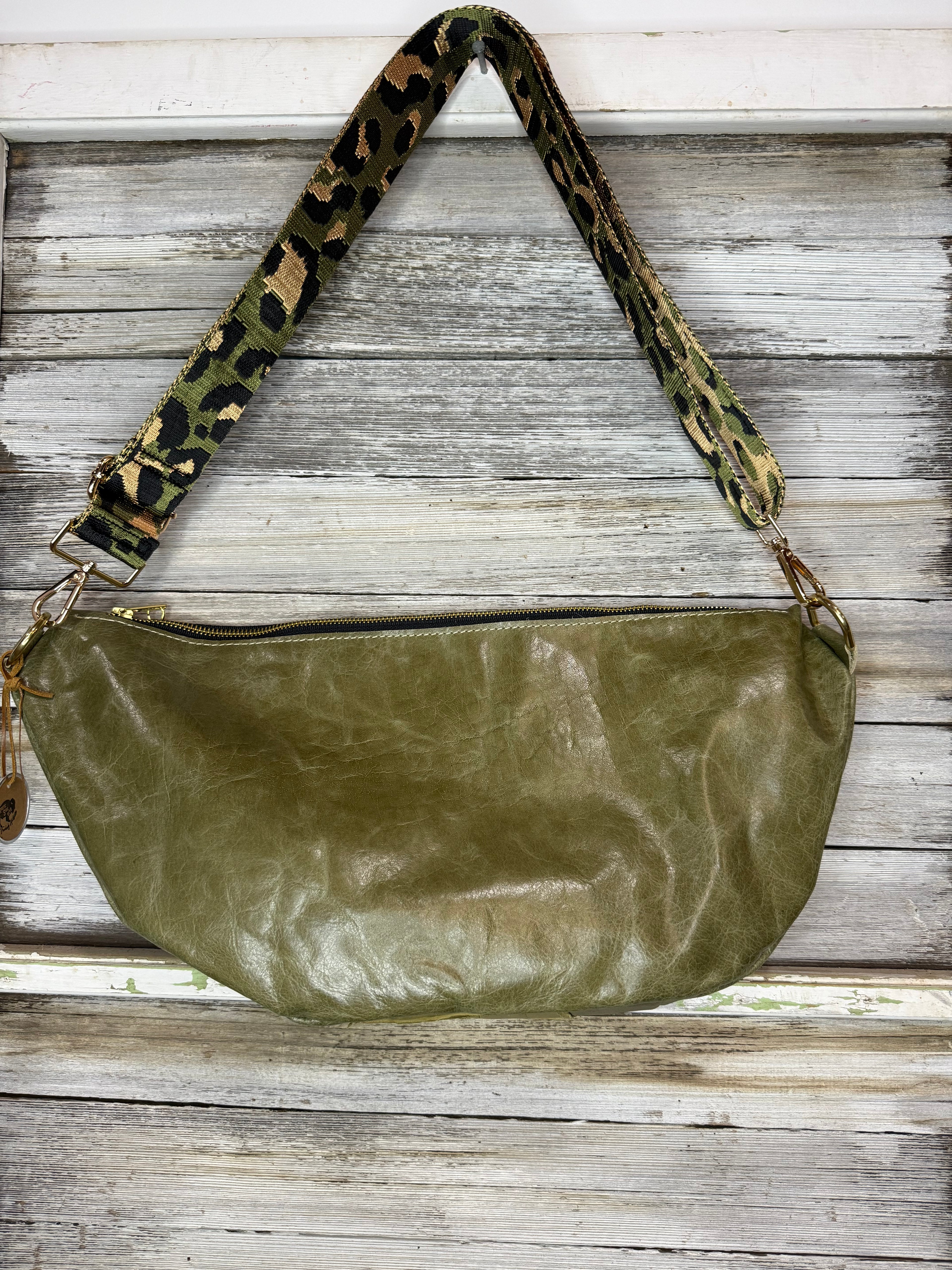 Green Cayman and Leather Kaycee Bag