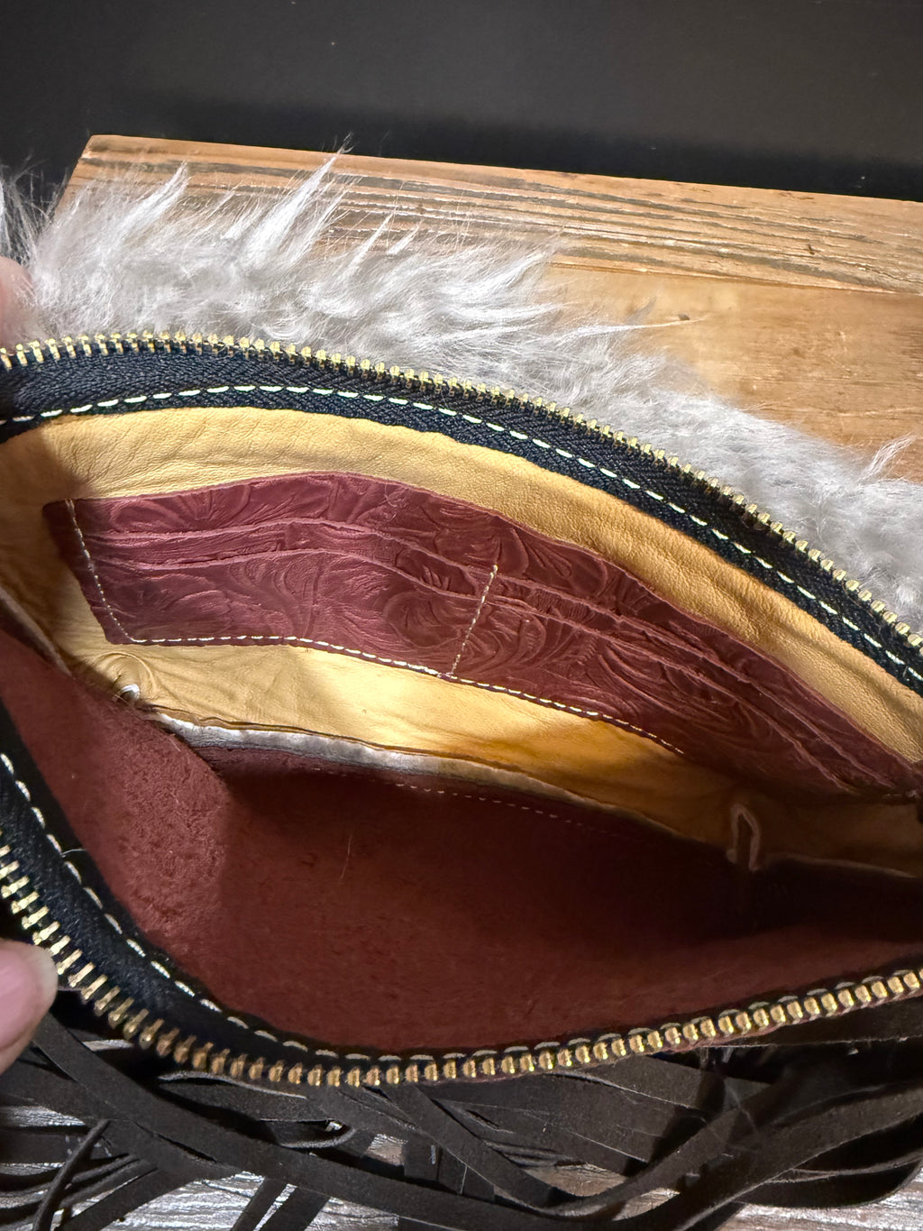 Sheep Fur Jessica Wristlet with Fringe