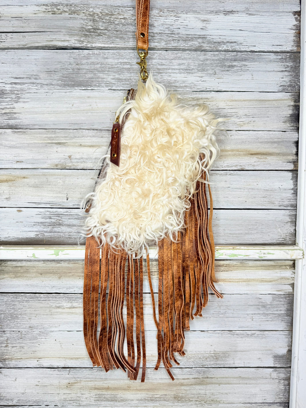 Angora Fur Jessica Wristlet with Fringe