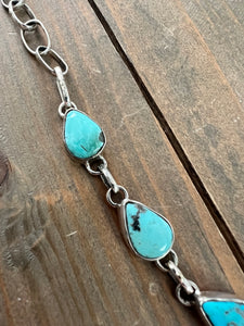 Turquoise and Sterling Silver Cluster Necklace