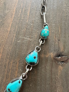 Turquoise and Sterling Silver Cluster Necklace