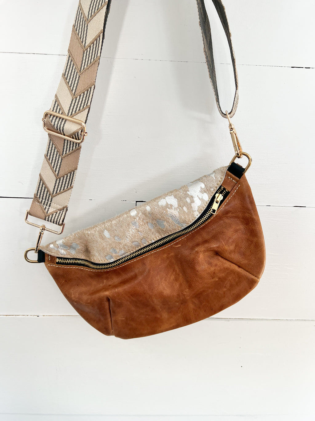 Leather and Acid Wash Bumbag