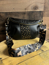 Load image into Gallery viewer, Black and Gold Studded Bumbag
