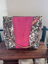 Load image into Gallery viewer, Cody Bag - Silver Cowhide with Pink Accent
