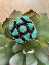 Load image into Gallery viewer, Turquoise and Sterling Silver Cluster Ring
