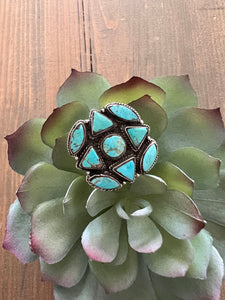 Turquoise and Sterling Silver Cluster Ring