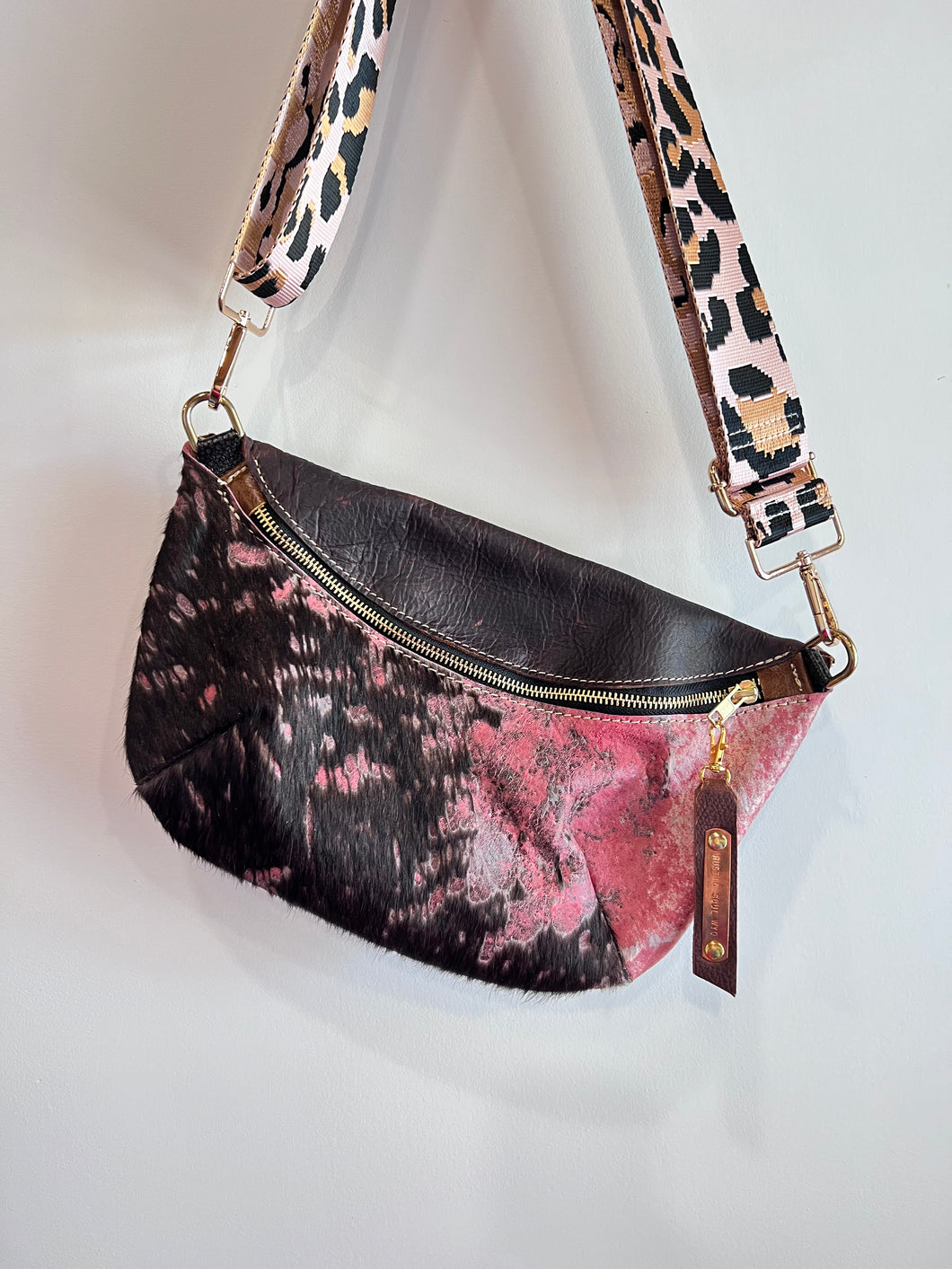 Pink and Brown Hair on Cowhide Frannie Bag