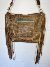 Load image into Gallery viewer, Turquoise and Cowhide Bighorn XL Bag with Fringe
