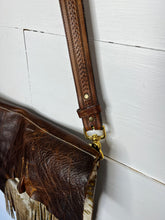 Load image into Gallery viewer, Gold Acid Wash and Chocolate Leather Crossbody
