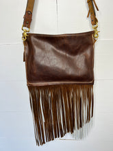 Load image into Gallery viewer, Gold Acid Wash and Chocolate Leather Crossbody
