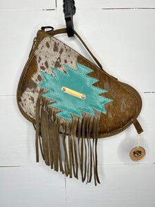 Cowhide and Turquoise Aztec Pistol Gun Case