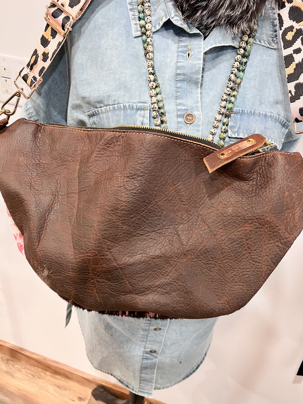 Kaycee Bag Pink Acid Wash with Brown