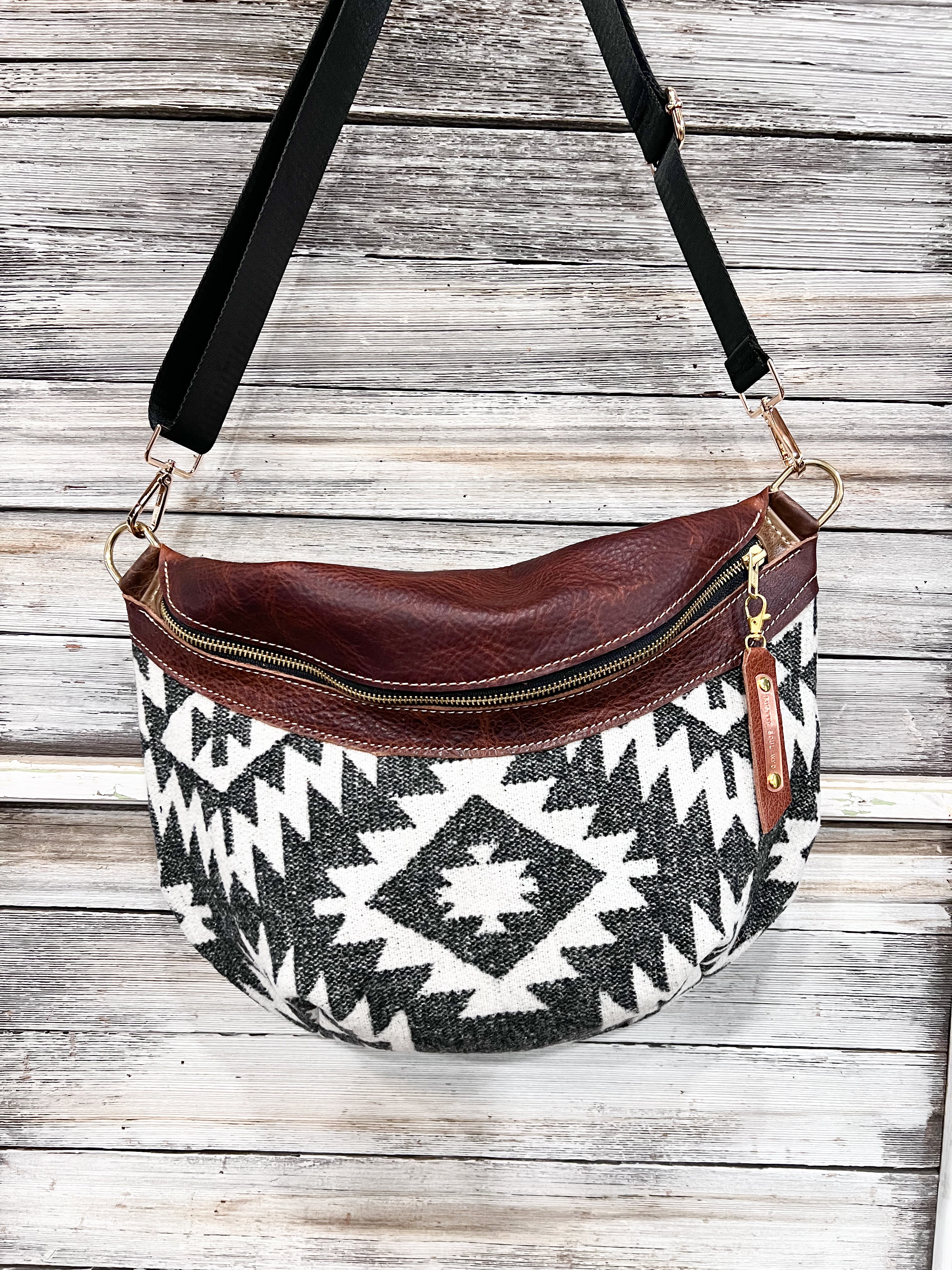 Frannie XL Black and White Aztec Wool