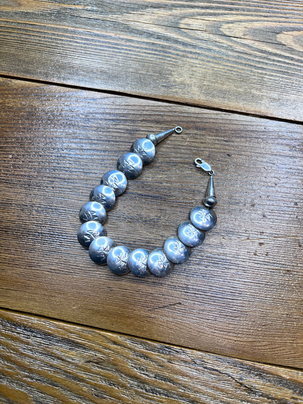 Sterling Silver Vintage Pillow Bead Bracelet