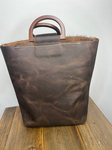 Long Hair Wood Handle Tote