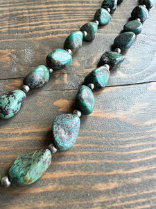 Vintage Turquoise & Sterling Bead Necklace