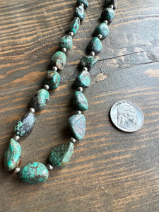 Vintage Turquoise & Sterling Bead Necklace