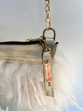 Load image into Gallery viewer, Gold Leather and White Icelandic Sheep Hide bag
