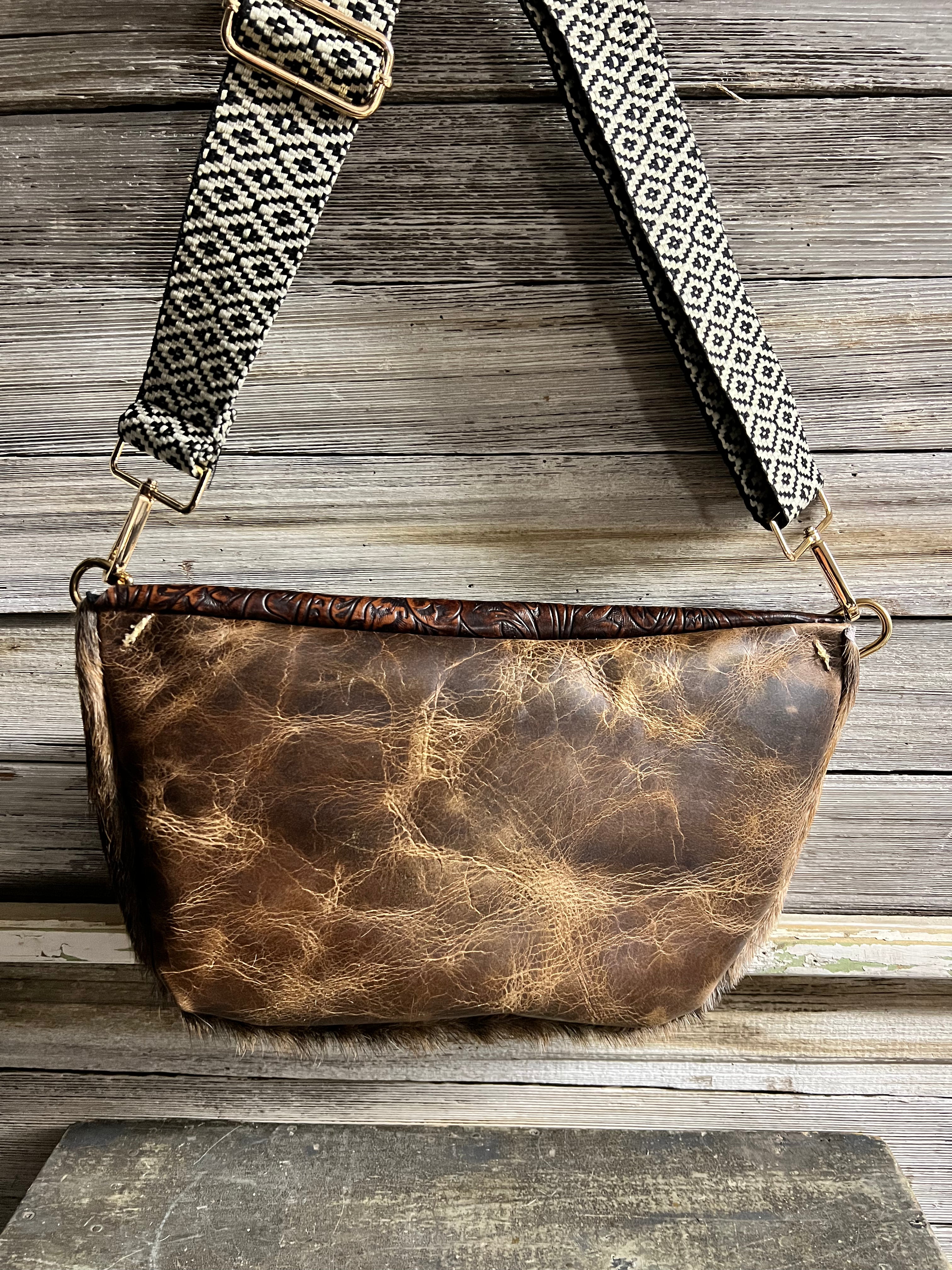 Brindle Bumbag with Tooled Embossed Leather