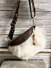 Load image into Gallery viewer, Cashmere White Goat Hide Bumbag with Brand Leather Flap
