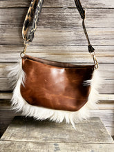 Load image into Gallery viewer, Cashmere White Goat Hide Bumbag with Brand Leather Flap
