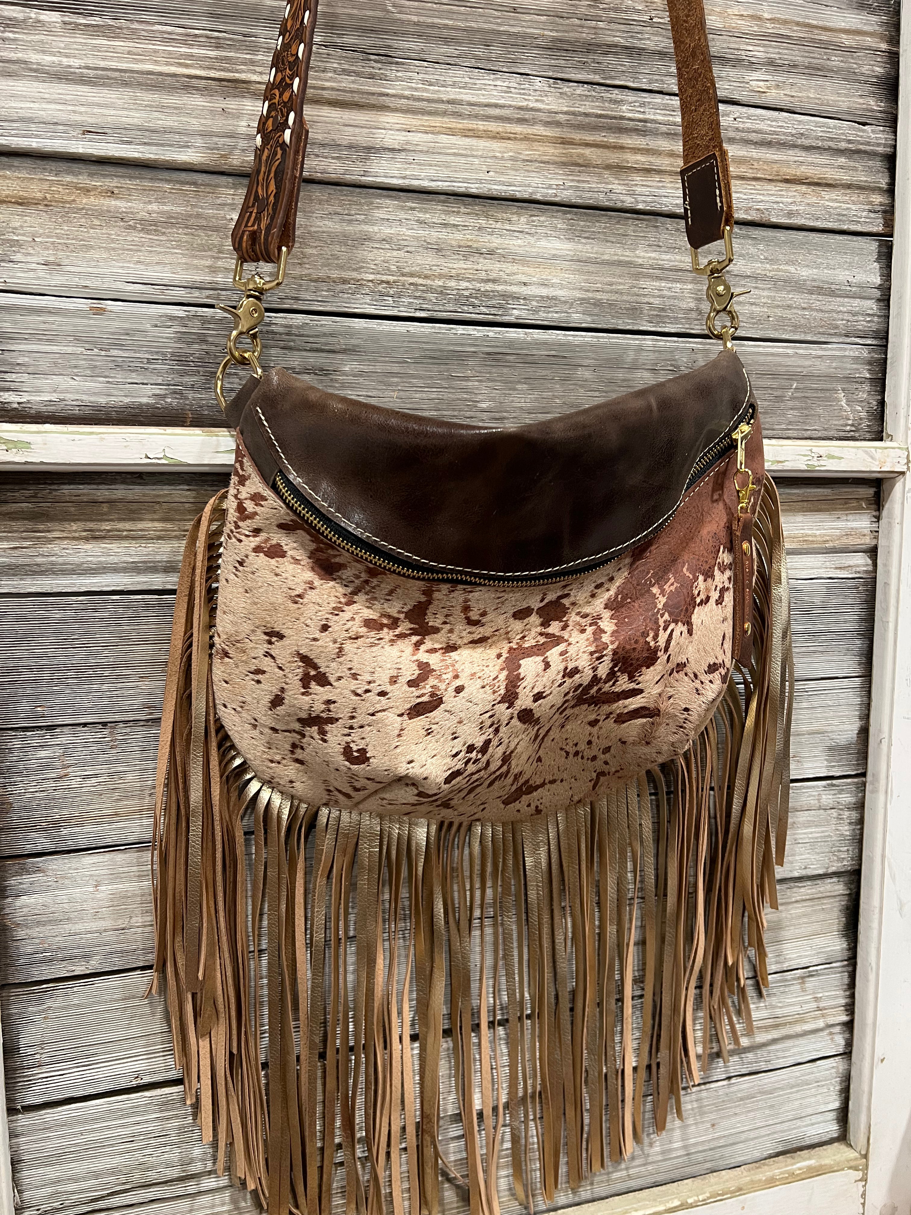 Frannie XL with Fringe and Buckstitch Leather Strap