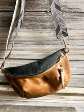 Load image into Gallery viewer, Brown Leather and Black Embossed Snakeskin Bumbag
