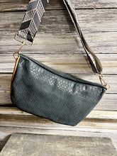 Load image into Gallery viewer, Brown Leather and Black Embossed Snakeskin Bumbag
