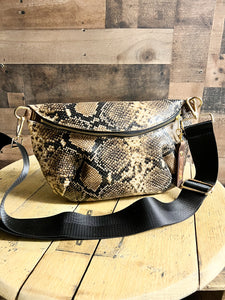 Python Embossed Leather Bumbag