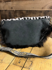 Black Shearling and Cowhide Bumbag