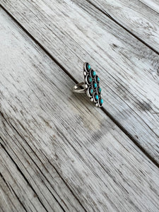 Vintage Sterling Zuni Snake Eye Cluster Ring with Turquoise