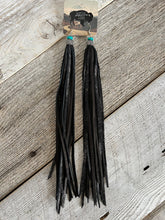 Load image into Gallery viewer, Black Leather Fringe Earring
