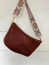 Load image into Gallery viewer, Brown Leather with Grey and White Cowhide Bum Bag
