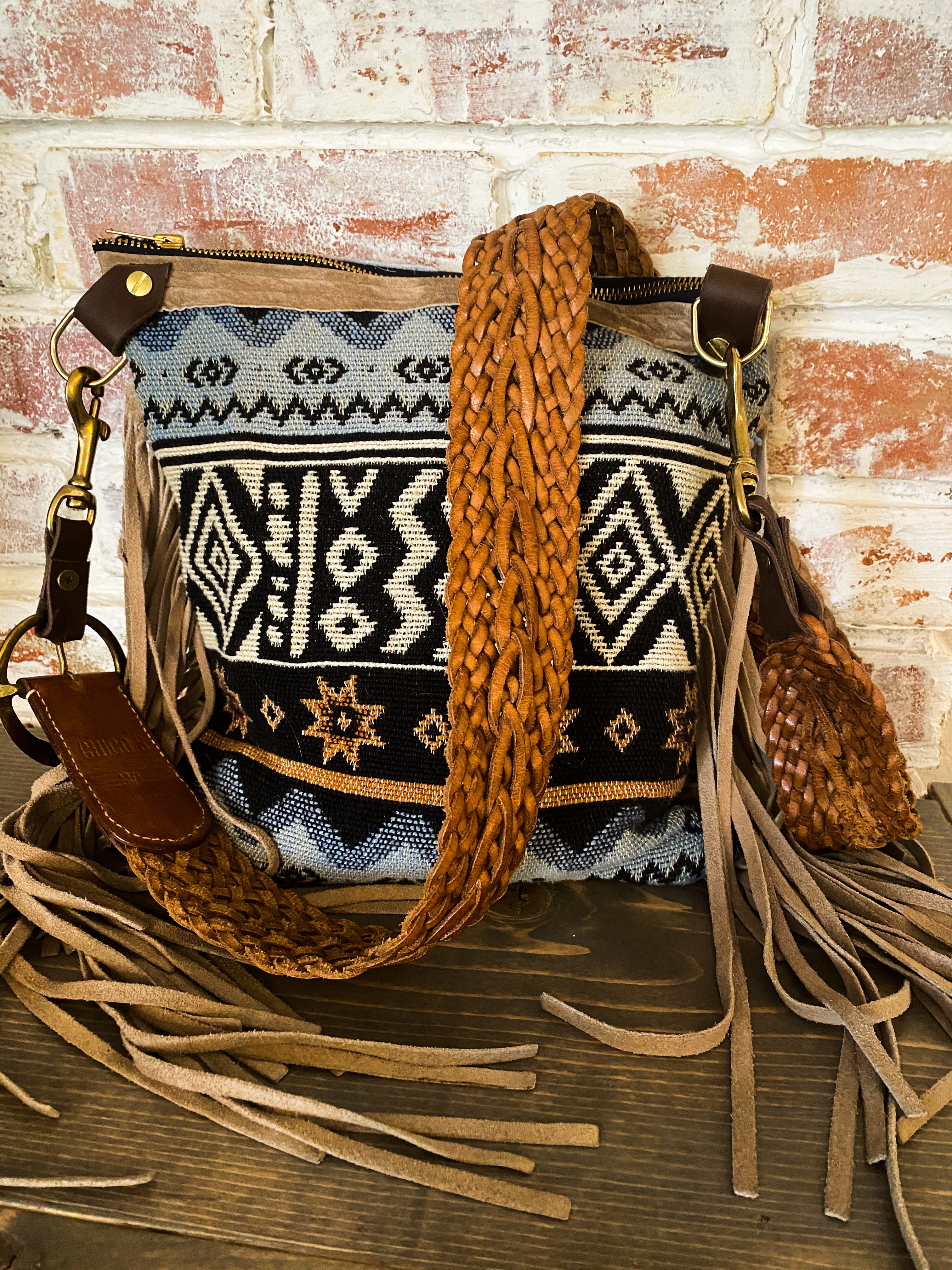 Brown Cowhide and Fringe Crossbody
