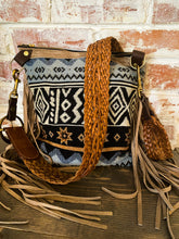 Load image into Gallery viewer, Brown Cowhide and Fringe Crossbody
