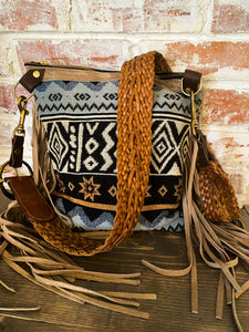 Brown Cowhide and Fringe Crossbody