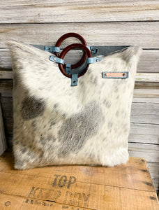 Grey Wooden Handle Tote -custom