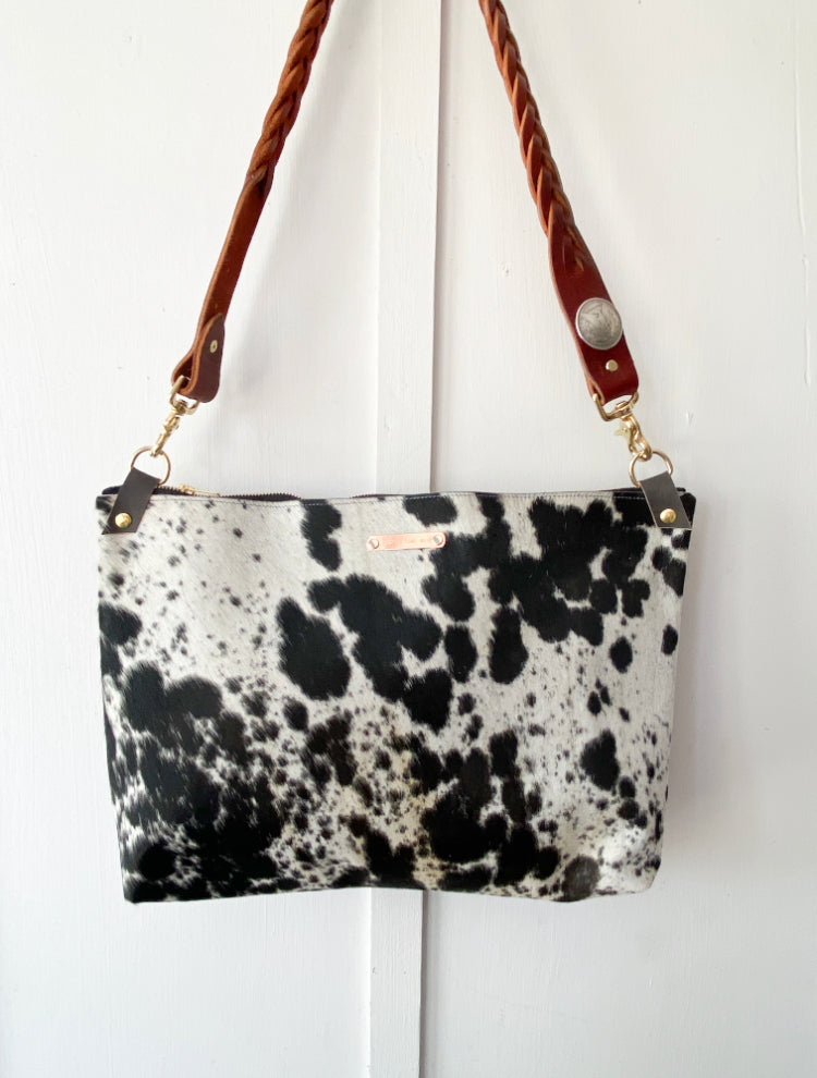 Bighorn Bag in Black and White Hair on Hide