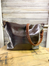 Load image into Gallery viewer, Cowhide Crossbody with White and Grey Hair on Hide
