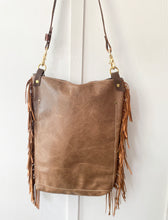 Load image into Gallery viewer, Bighorn Bag Tall Tricolor Hair on Hide with Fringe
