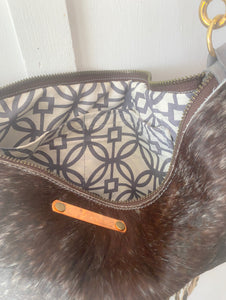 Bighorn Bag Brown and Grey Hair on Hide with Fringe