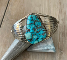 Load image into Gallery viewer, Sterling Silver cuff with Large Turquoise Stone
