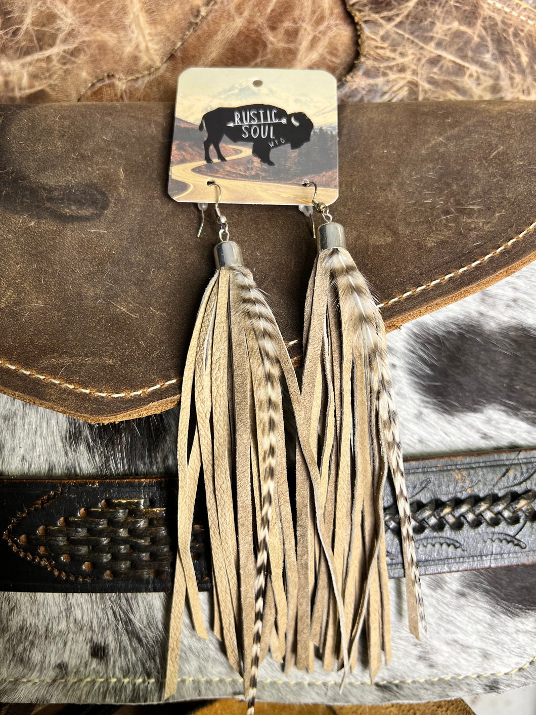 Leather Tassel with Feather