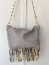 Load image into Gallery viewer, Bighorn Bag Brown and Grey Hair on Hide with Fringe
